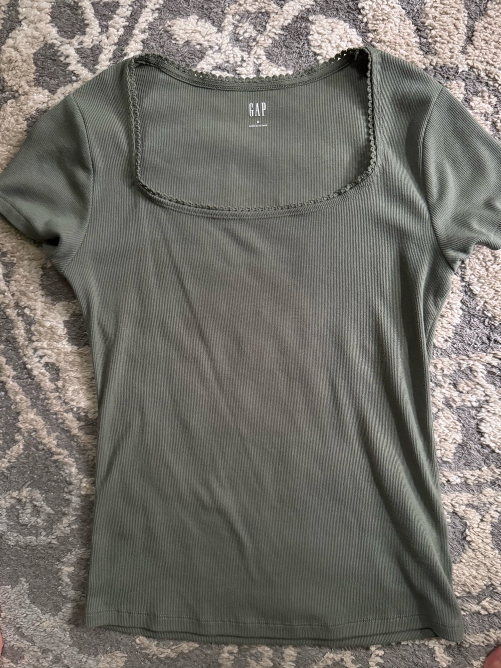 GAP Olive Green Square Neck Short Sleeve Tee
